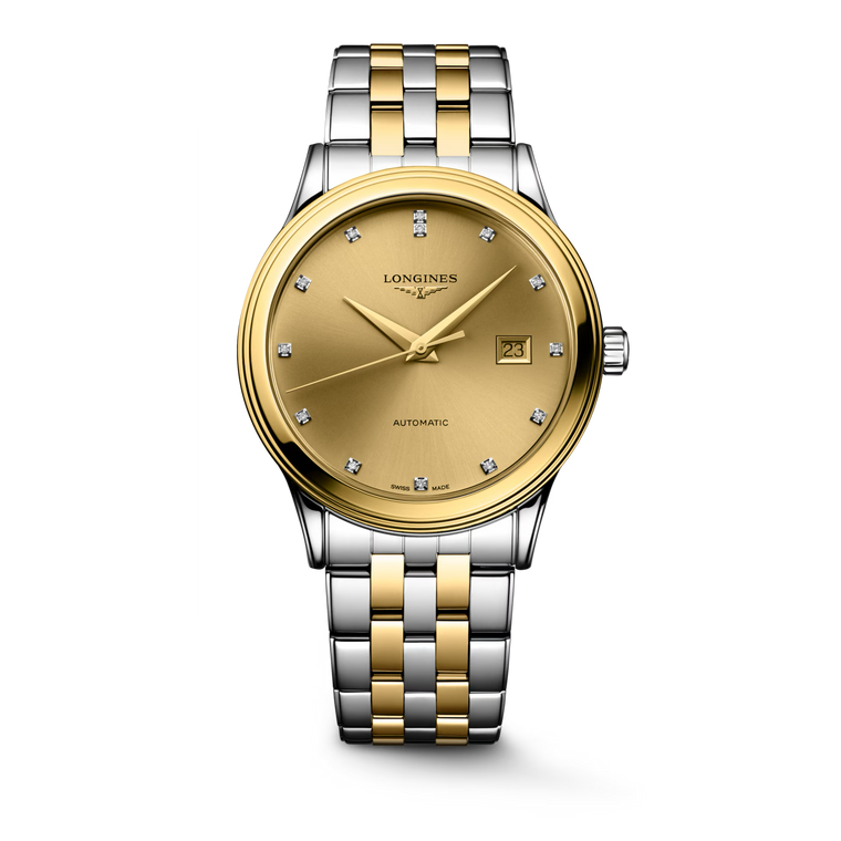 Longines Flagship Classic Automatic Gilt Diamond Dial Steel & Yellow PVD Bracelet 40 mm [L4.984.3.38.7]