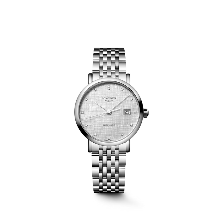 Longines Elegant Collection Automatic Striped Silver Diamond Dial Stainless Steel Bracelet 29 mm [L4.310.4.79.6]