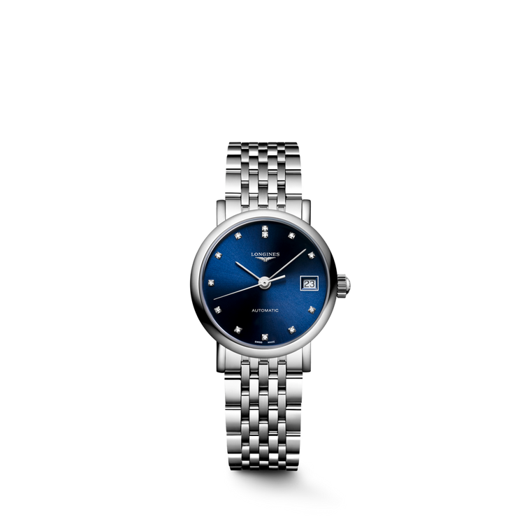 Longines Elegant Collection Automatic Sunray Blue Diamond Dial Stainless Steel Bracelet 25.50 mm [L4.309.4.90.6]