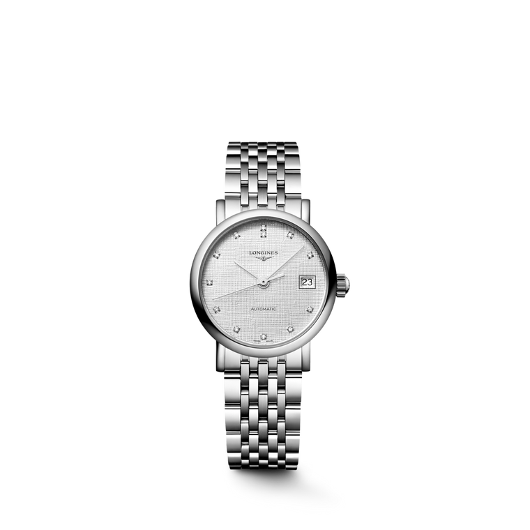 Longines Elegant Collection Automatic Striped Silver Diamond Dial Stainless Steel Bracelet 25.50 mm [L4.309.4.79.6]