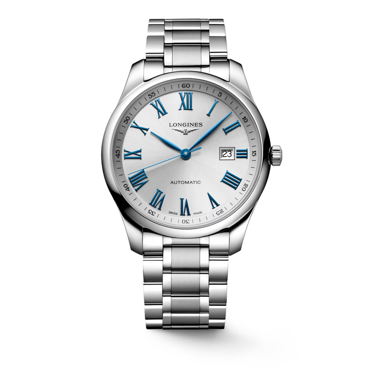 Longines Master Collection Automatic Opaline Silver Dial Blue Steel Hands Stainless Steel Bracelet 40 mm [L2.893.4.79.6]
