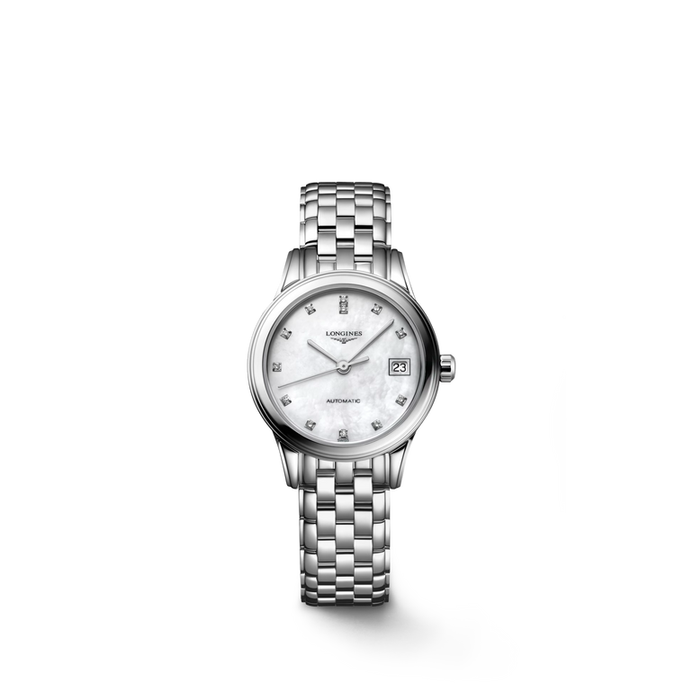 Longines Flagship Classic Automatic White Mother-of-Pearl Dial with Diamond Hour Markers Stainless Steel Bracelet 26 mm [L4.274.4.87.6]