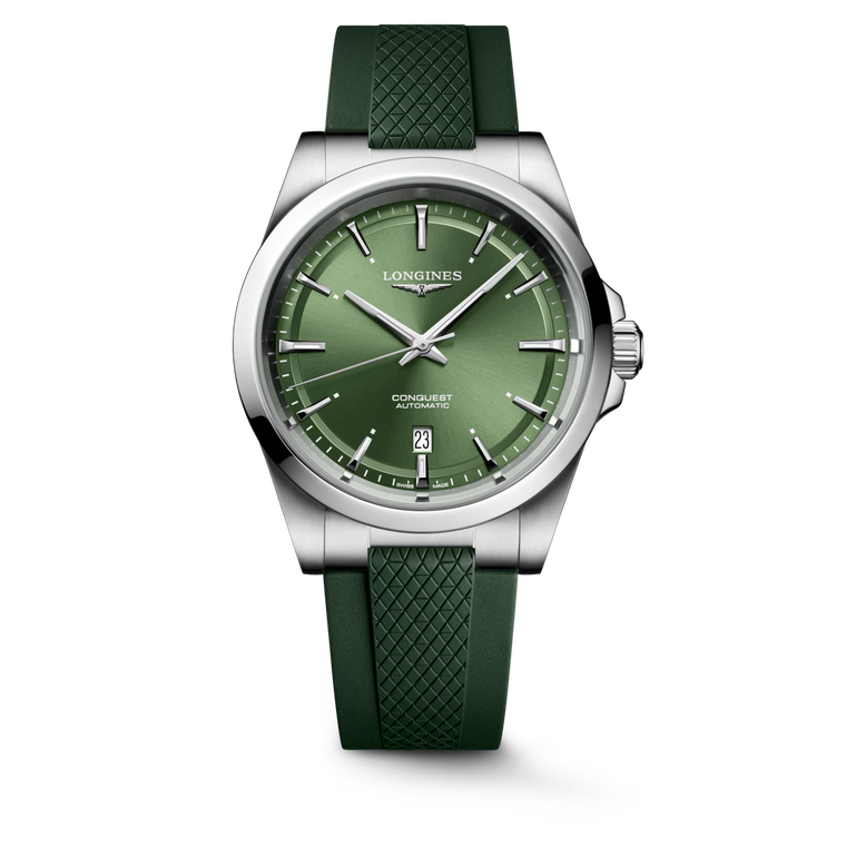Longines Conquest Automatic Sunray Green Dial with Swiss Super-LumiNova® Rubber Strap 41 mm [L3.830.4.02.9]