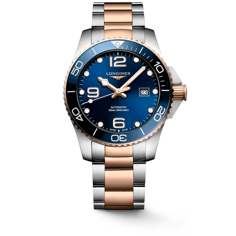 Longines HydroConquest Automatic Sunray Blue Dial Steel & Red PVD Bracelet 43 mm [L3.782.3.98.7]
