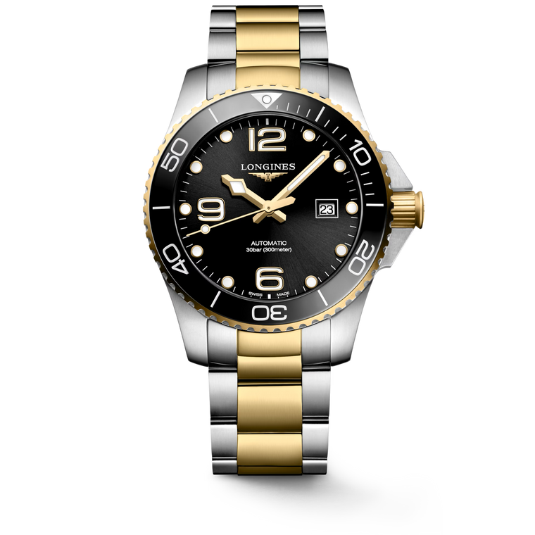 Longines HydroConquest Automatic Sunray Black Dial Steel & Yellow PVD Bracelet 43 mm [L3.782.3.56.7]