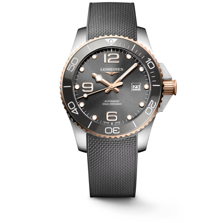 Longines HydroConquest Automatic Sunray Grey Dial Grey Rubber Strap 43 mm [L3.782.3.78.9]