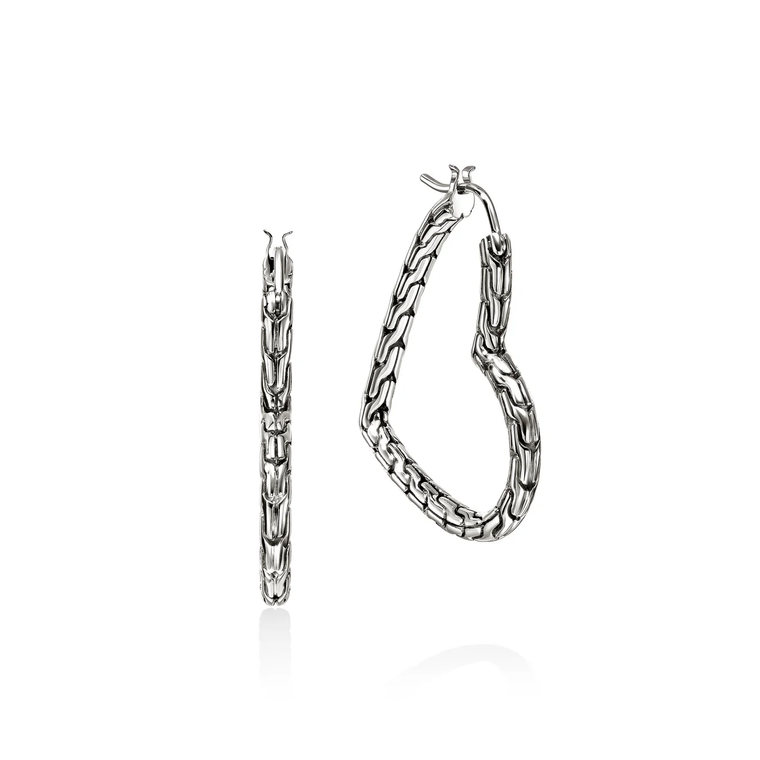 John Hardy JH Essential Heart Hoop Earrings – Sterling Silver 34 mm [EB98969]