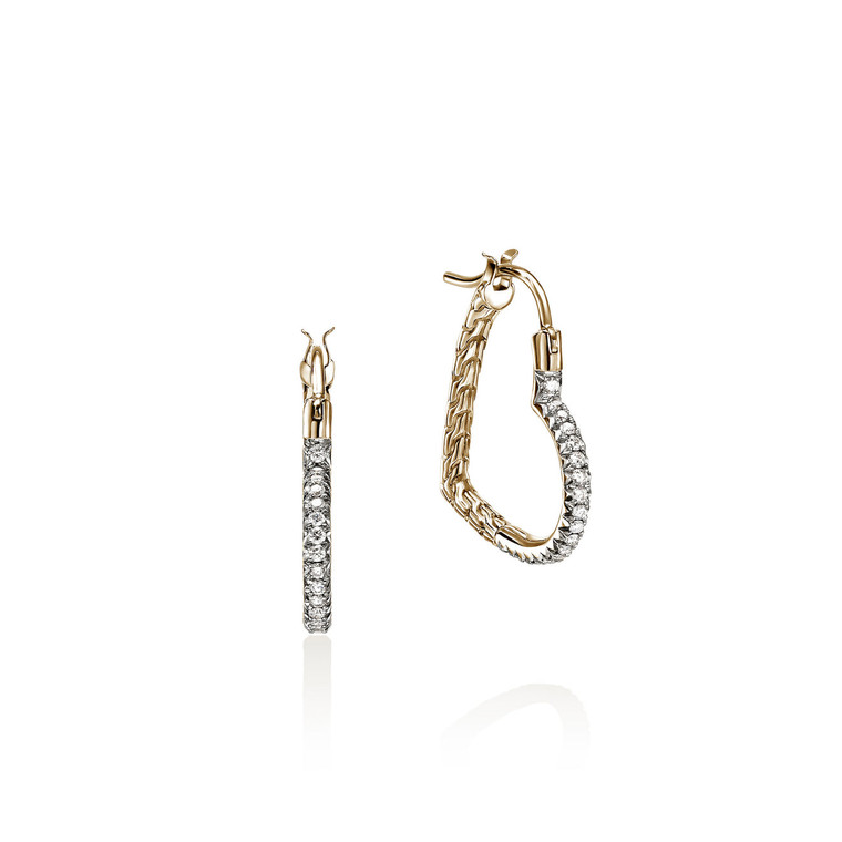 JH Essential Heart Hoop Earrings – Silver & 14k Gold with Diamonds, 22 mm [EGGX989682DI]