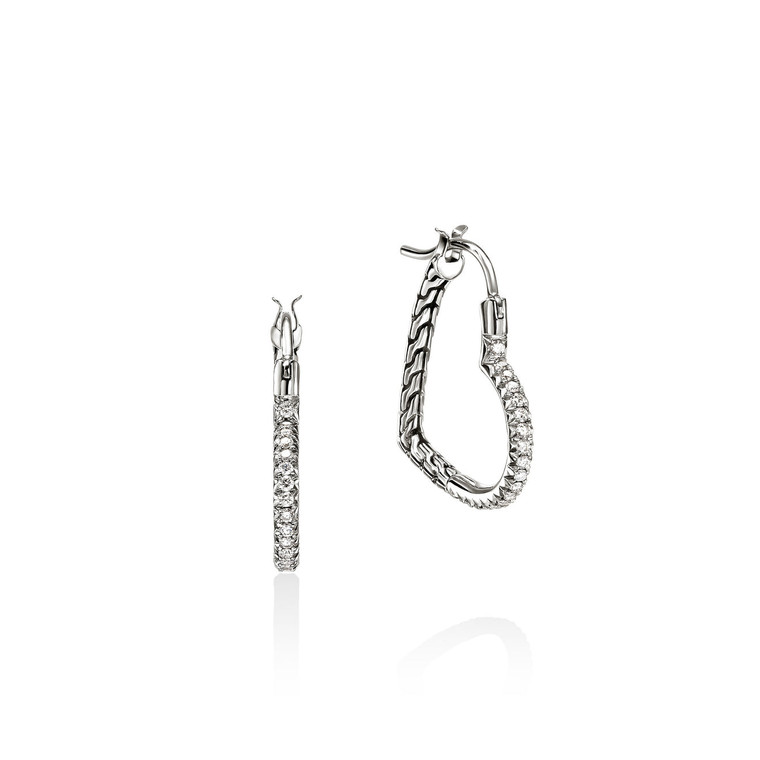 JH Essential Heart Hoop Earrings – Sterling Silver with Diamonds 22 mm [EBP989682DI]
