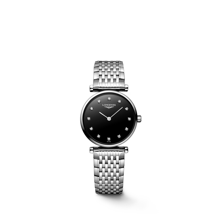 La Grande Classique de Longines Quartz Black Dial, Diamonds Hour Steel 24 mm [L4.209.4.58.6]