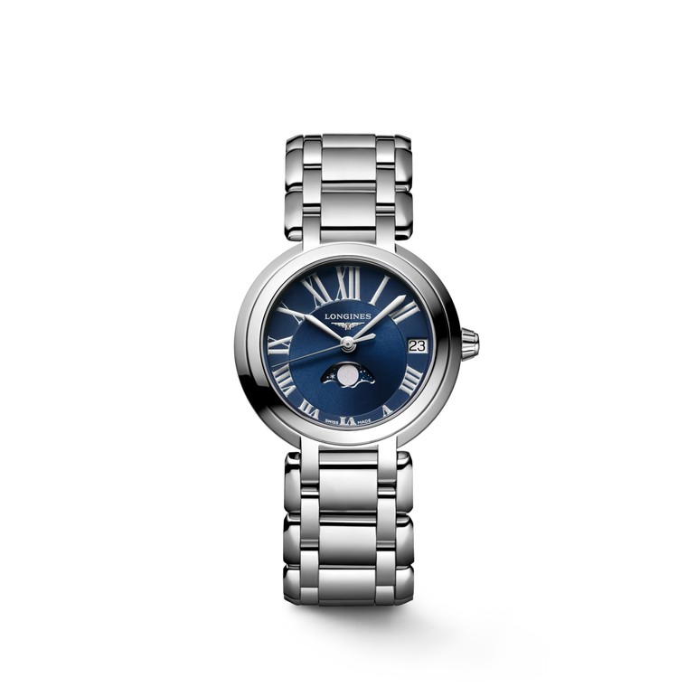 Longines PrimaLuna Moonphase Quartz Blue Dial Stainless Steel Bracelet 30.50 mm [L8.115.4.91.6]