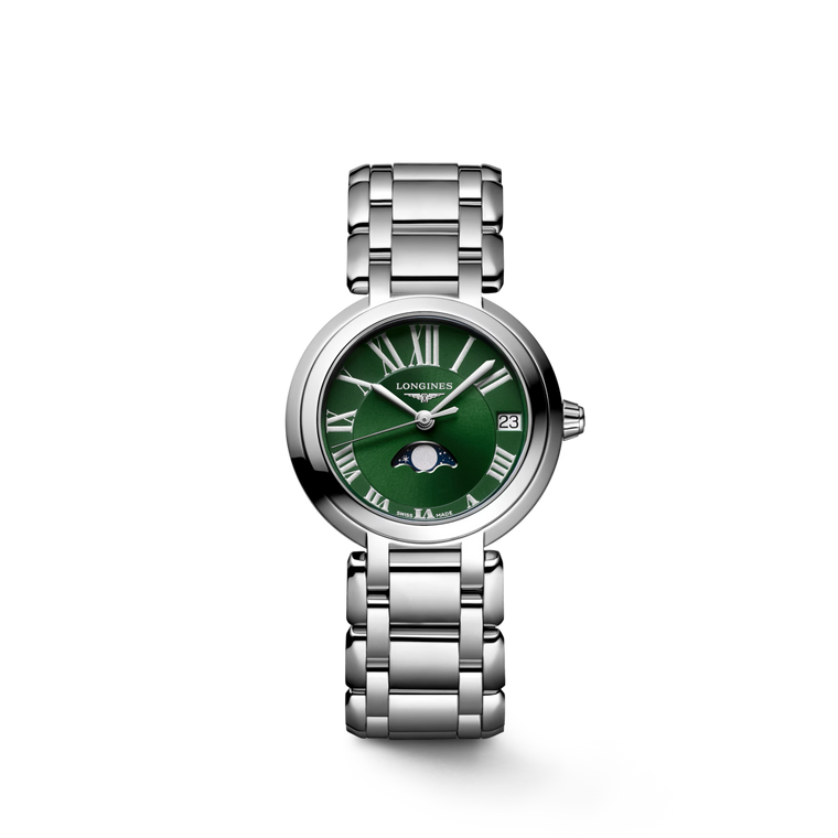 Longines PrimaLuna Moonphase Quartz Green Dial Stainless Steel Bracelet 30.50 mm [L8.115.4.61.6]