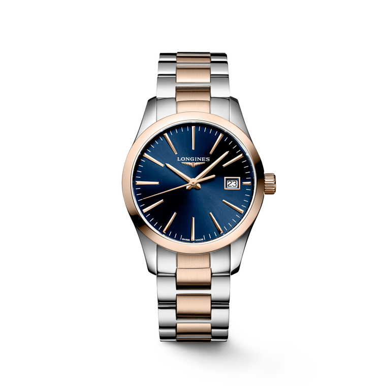 Longines Conquest Classic 34mm Blue Dial Quartz Stainless Steel & Red PVD Bracelet [L2.386.3.92.7]