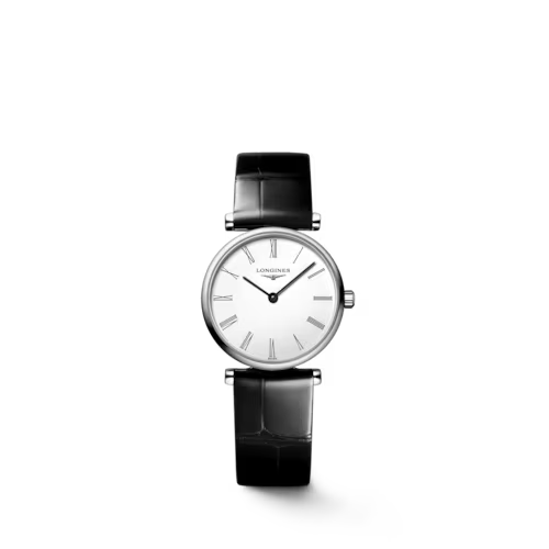 La Grande Classique de Longines 24 mm Quartz White Dial Black Alligator Strap [L4.209.4.11.2]