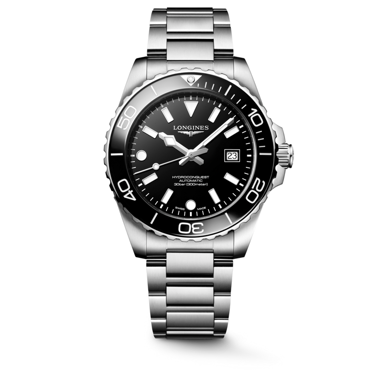 Longines Automatic 42 MM, Stainless Steel case with Ceramic Bezel and Stainless Steel bracelet Watch, L3.788.4.56.6 L37884566