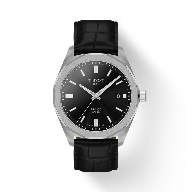 Tissot PRC 100 Solar 39 mm Quartz Black Dial Black Leather Strap [T151.422.16.051.00]