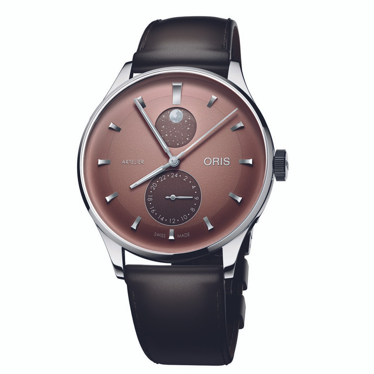 Oris Artelier Complication 39.5 mm GMT Moonphase Brown Dial Leather Strap [01 782 7811 4056-07 6 20 17FC]