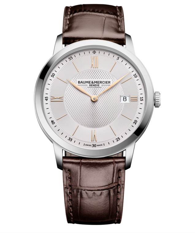 Baume & Mercier Classima 40 mm Quartz Silver Opaline Dial Brown Leather Strap [M0A10882]