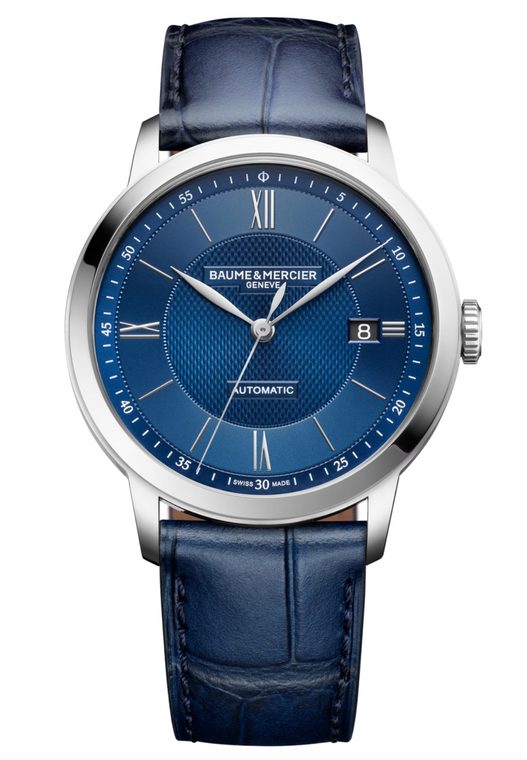 Baume & Mercier Classima 40 mm Automatic Blue Dial Dark Blue Leather Strap [M0A10879]