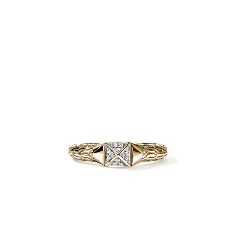 John Hardy Icon Stud Ring 14K Yellow Gold Diamonds 5MM [RGGX972002DI]