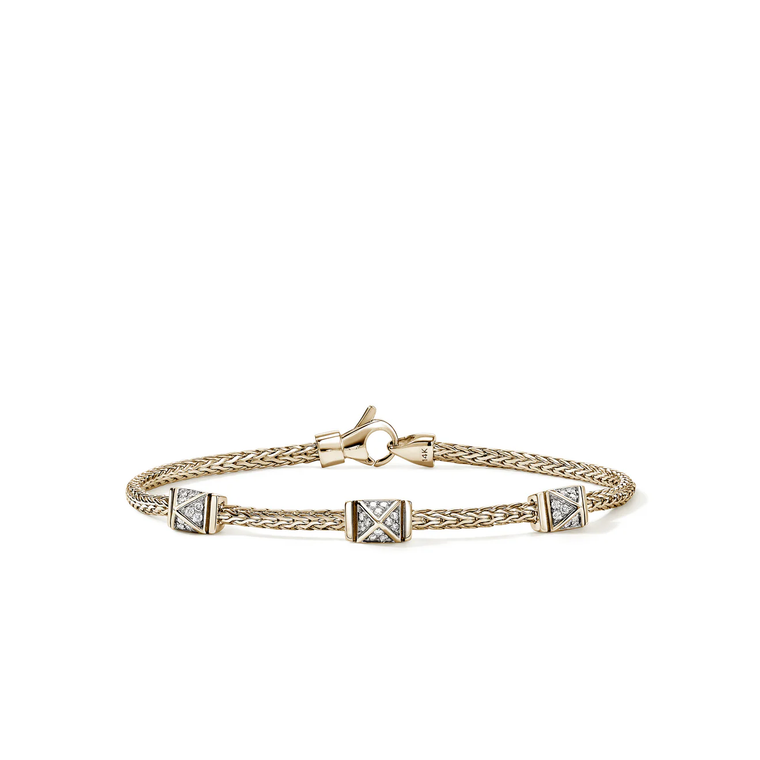 John Hardy Icon Stud Bracelet 14K Yellow Gold Diamonds 2.5MM [BUGGX989972DI]