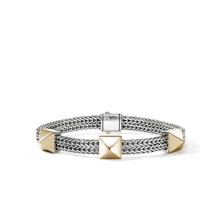 John Hardy Icon Stud Bracelet 14K Yellow Gold & Sterling Silver 6MM [BUZZ98995]