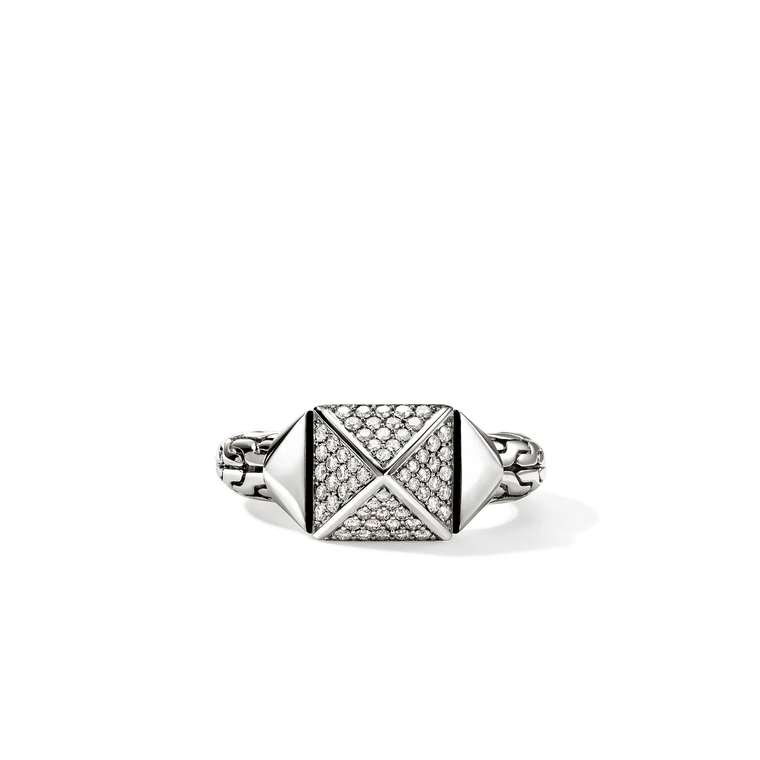 John Hardy Icon Stud Ring Sterling Silver Diamonds 9MM [RBP972022DI]
