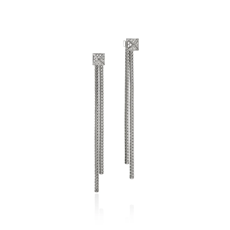 John Hardy Icon Stud Drop Earrings Sterling Silver Diamonds [EBP972062DI]