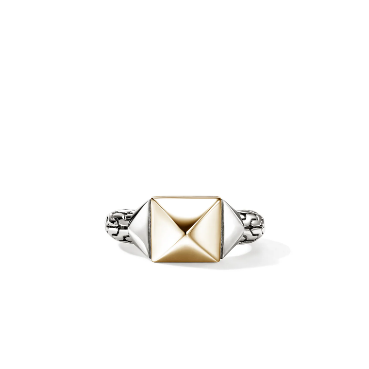 John Hardy Icon Stud Ring 14K Yellow Gold & Sterling Silver 9MM [RZZ97202]