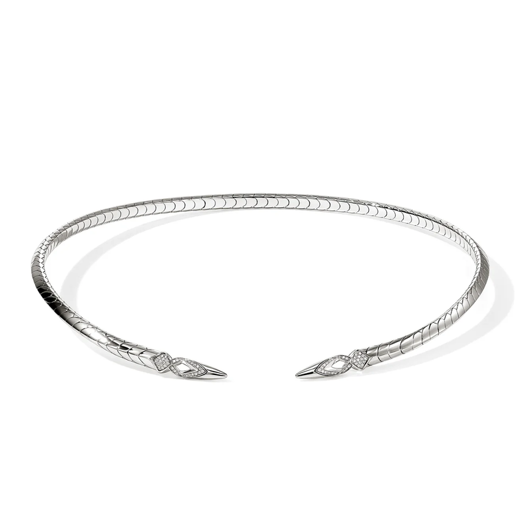 John Hardy Naga Flex Collar Sterling Silver Diamond 5 mm [NBP603932DI]