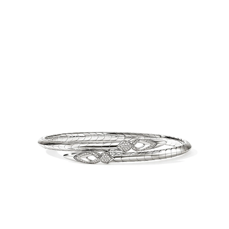 John Hardy Naga Flex Cuff Sterling Silver Diamond 4.2 mm [CBP603972DI]