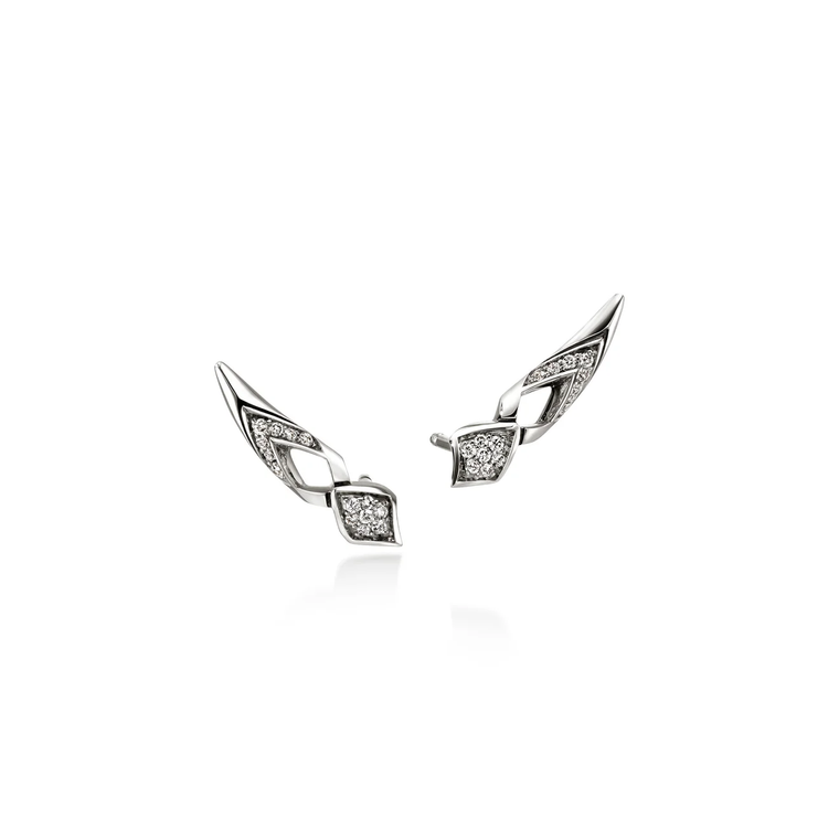 John Hardy Naga Earrings Sterling Silver & Diamonds [EBP603992DI]