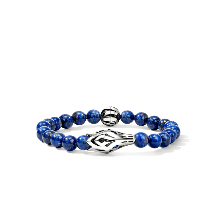 John Hardy Naga Beaded Bracelet Sterling Silver Lapis Lazuli 8 mm [BUS603861LPZBSP]