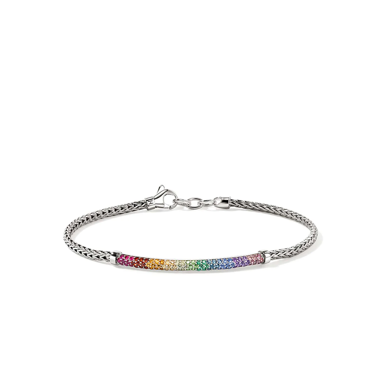 John Hardy Rainbow Bracelet Sterling Silver Multi Gemstone 6 mm [BUS987084AMPTLT]