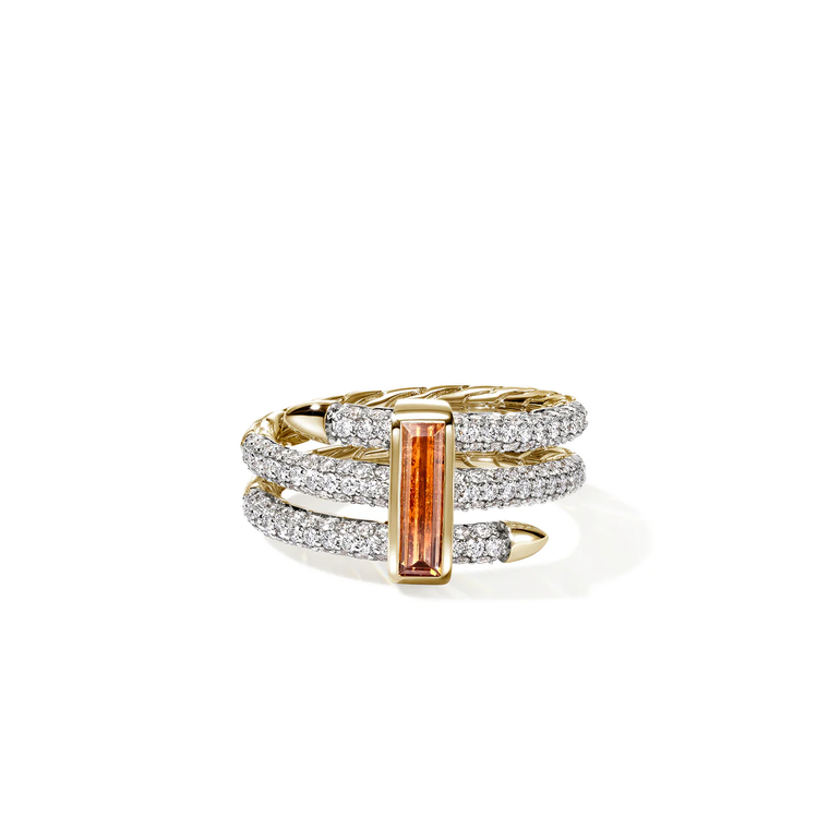 John Hardy Artisan Series Spear Ring 18K Yellow Gold Diamond Ring [RGP02327SPGWDI]