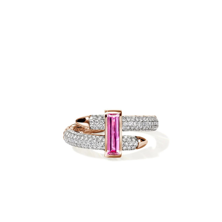 John Hardy Artisan Series Spear Ring 18K Yellow Gold Rubellite Diamond Ring [RGP023266RRUDI]