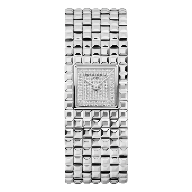 Frederique Constant Classics Manchette Quartz Diamond Paved Dial Steel Bracelet [FC-200PVD1MC6B]