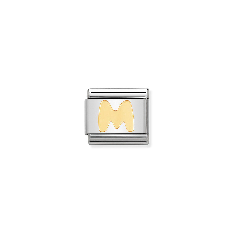COMPOSABLE CLASSIC LETTERS IN STAINLESS STEEL WITH 18K GOLD M