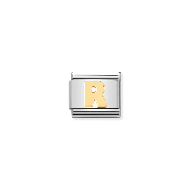 COMPOSABLE CLASSIC LETTERS IN STAINLESS STEEL WITH 18K GOLD R