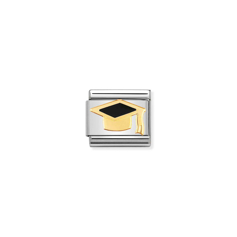 COMPOSABLE CLASSIC BACK TO SCHOOL IN STAINLESS STEEL WITH ENAMEL AND 18K BLACK GRADUATE HAT