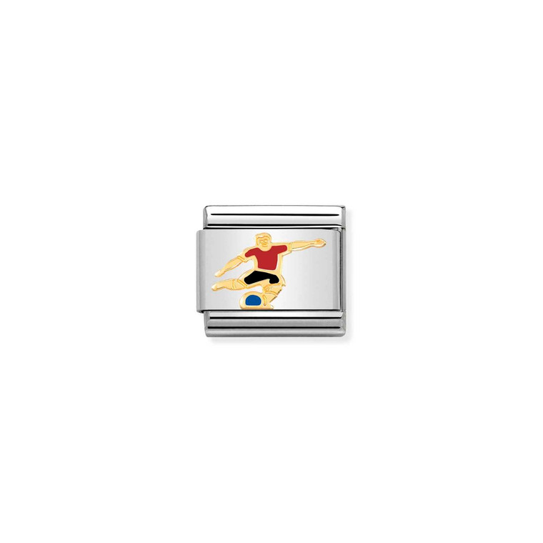 COMPOSABLE CLASSIC SPORTS 1 IN STAINLESS STEEL WITH ENAMEL AND 18K GOLD SOCCER PLAYER RED