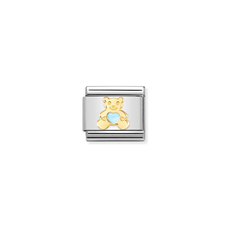 COMPOSABLE CLASSIC SYMBOLS STEEL, ENAMEL AND 18K GOLD LIGHT BLUE BEAR