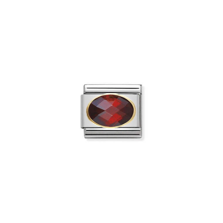 COMPOSABLE CLASSIC FACETED CUBIC ZIRCONIA, STAINLESS STEEL AND 18K GOLD RED
