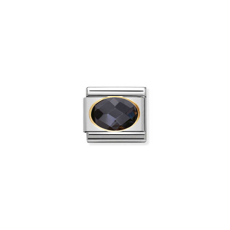 COMPOSABLE CLASSIC FACETED CUBIC ZIRCONIA, STAINLESS STEEL AND 18K GOLD BLACK
