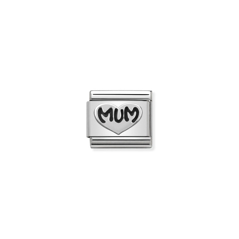 COMPOSABLE CLASSIC OXIDIZED SYMBOLS IN STEELSTEEL AND 925 STERLING SILVER MUM HEART