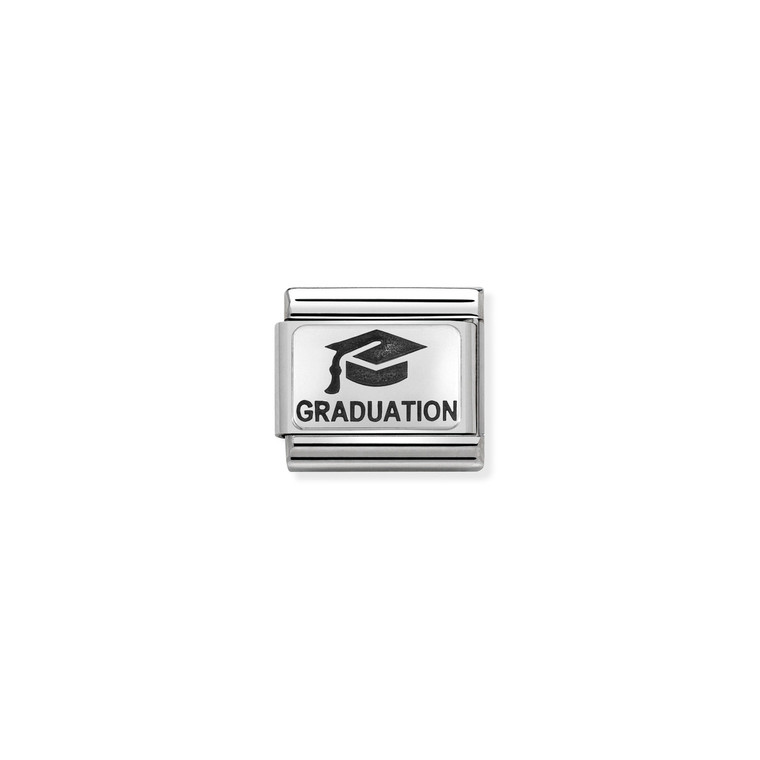 COMPOSABLE CLASSIC OXYDISED PLATES 2 IN STEEL AND 925 STERLING SILVER GRADUATION WITH HAT