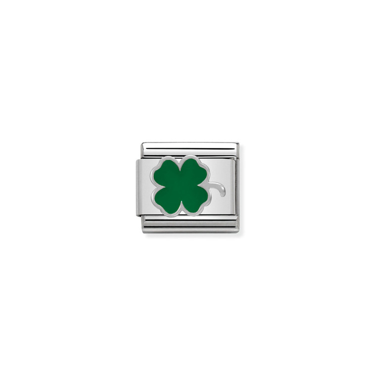 COMPOSABLE CLASSIC SYMBOLS IN STAINLESS STEEL , ENAMEL AND 925 STERLING SILVER GREEN CLOVER