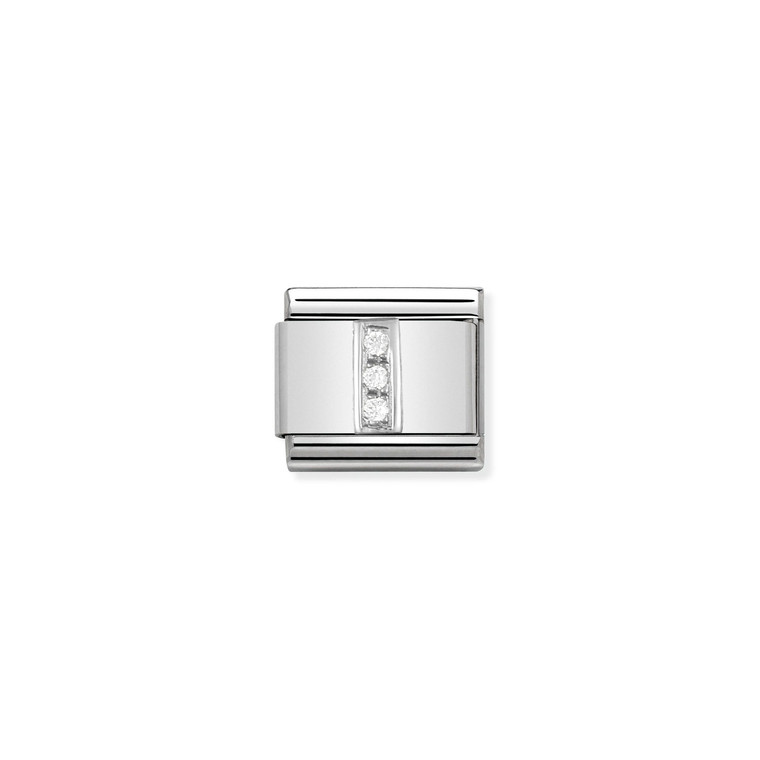 COMPOSABLE CLASSIC ALPHABET STAINLESS STEEL, CUBIC ZIRCONIA AND 925 STERLING SILVER I