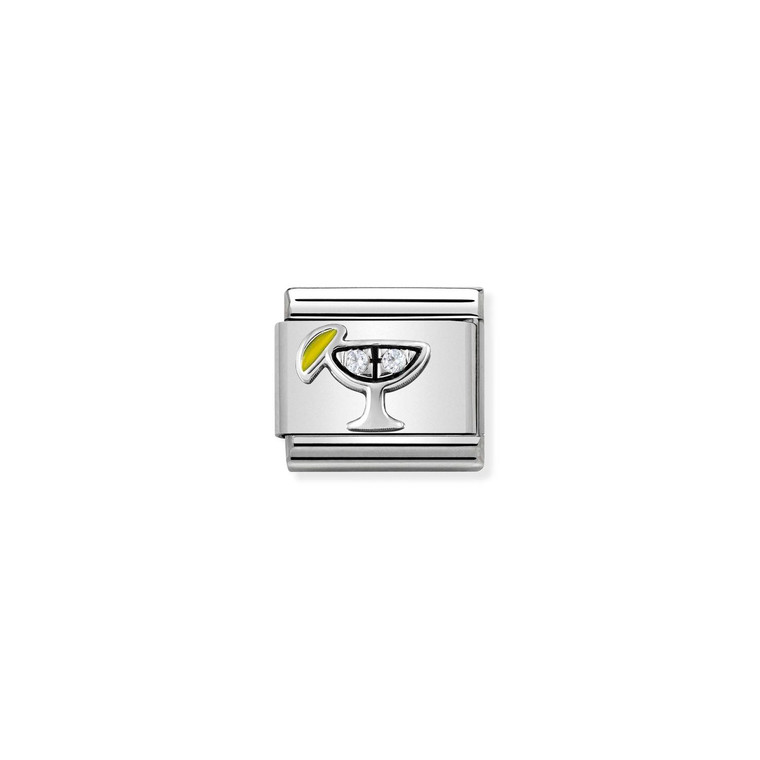 COMPOSABLE CLASSIC SYMBOLS STEEL , CUBIC ZIRCONIA AND 925 STERLING SILVER COCKTAIL WITH WHITE CZ