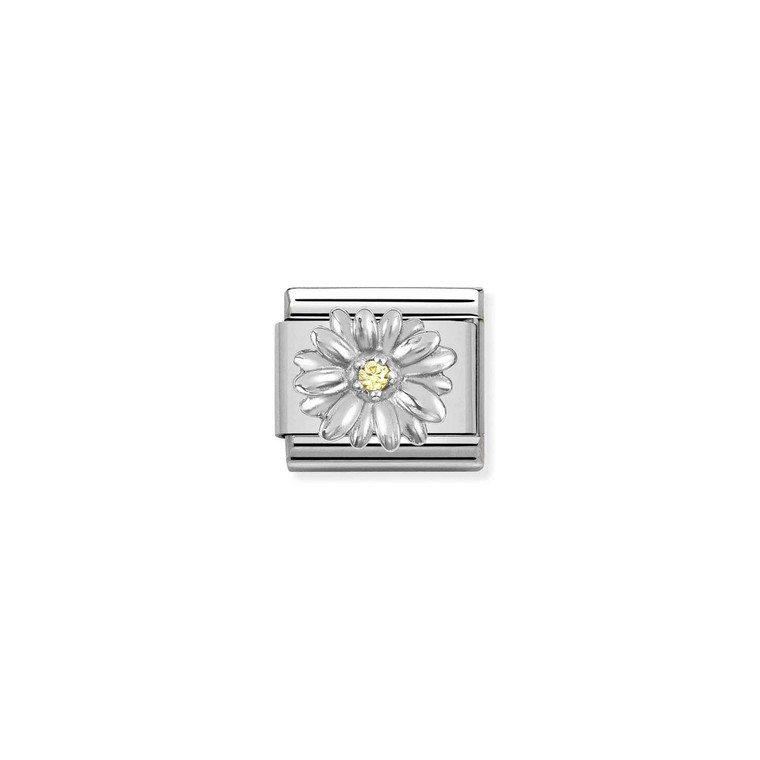 COMPOSABLE CLASSIC SYMBOLS STAINLESS STEEL , 925 STERLING SILVER, AND CUBIC ZIRCONIA DAISY